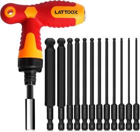 Lattook 726084289994 Ball End Hex Head Allen Wrench Drill Bit Set With T Handle Ratchet Driver Latto