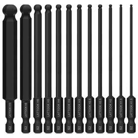 Zch-gj-643-bk-la-fba Lattook Ball End Hex Head Allen Wrench Drill Bit One Size 12pcs Bits 100mm