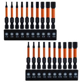 1gd1835-fba Leontool 20 Pcs Impact Hex Head Allen Wrench Drill Bit Set Metric And Sae 1/4 Inch Hex-s