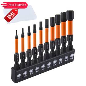 1gd2276-fba Leontool Impact Hex Head Allen Wrench Drill Bit Set 10 Pcs Orange