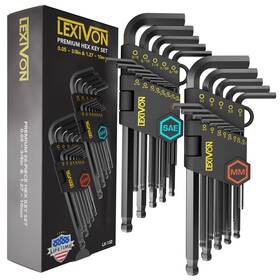 Lexivon 840025245716 Allen Wrenches Sets 26-piece Premium Metric And Sae Hex Keys L-shaped Long Ar