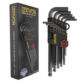 Lexivon 840025267848 Allen Wrench Set 13-piece Premium Metric Hex Keys L-shaped Long Arm Ball End