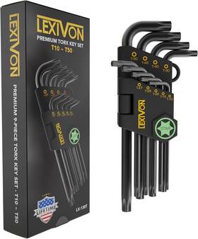 Lx-130t Lexivon Torx Wrench Set 9-piece Premium Star Keys L-shaped Long Arm Design Si