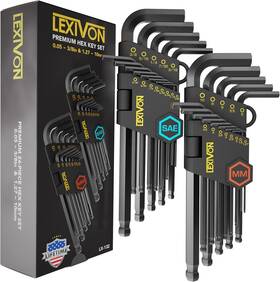 Lx-132  Lexivon 26-piece Metric Sae Allen Wrench Set S2 Steel Ball End Hex Keys Long Arm