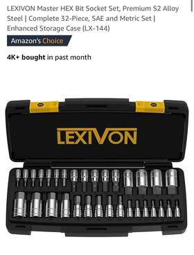 Lx144 Lexivon Master Hex Bit Socket Set Premium S2 Alloy Steel Complete 32-piece