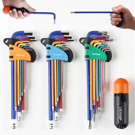 Aks-a027cd Lichamp 27-piece Rainbow Allen Key Set Torx Sae Metric Colored