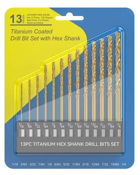 Cdb-f013yl Lichamp 1/16 Inch -1/4 Hex Shank Drill Bit Set 1/8 3/16 1/4 Gold