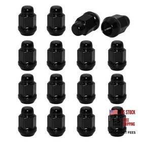 M12x1.5 Lingjia N035 16pcs Black Closed End Bulge Acorn Lug Nuts 1.4 Inch Length Cone Seat