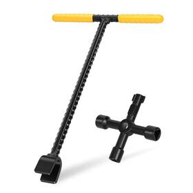 Lostronaut 850009620088 12 Inches Water Meter Key Cut Off Tool With Enforced Steel T-handle And 4-way W