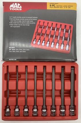 Sxmalb8pt Mac Tools 8pc 3/8 Inch Drive Metric Long Speed Hex Driver Set Gal149934