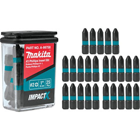 A-99758 Makita Impactx 2 Phillips 1 Insert Bit 25 Pack 25-pack