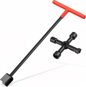 Manalete 445018050099 17 Inch Water Meter Key With 4-way Utility - Heavy-duty Shut Off Tool
