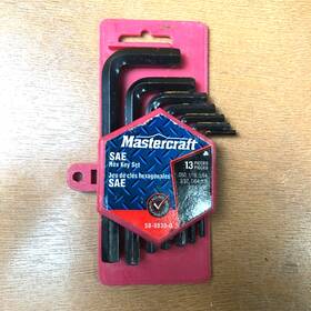 S94-0152a-19 Mastercraft 13-pc. 58-8830-0 Hex Sae Key Set - Small Sizes S94-0152a-19 Mastercraft 13-pc. 58-8830-0 Hex Sae Key Set - Small Sizes