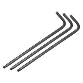 Metallixity 609044643077 3pcs 3mm Ball End Hex Key Wrench L Shaped Long Arm Cr-v For Repair Black