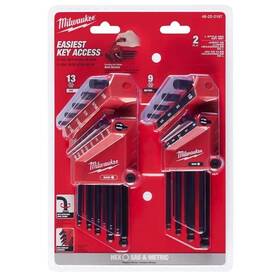 262061-24232422 Milwaukee 48-22-2187 Sae/metric 22 Piece Hex Key Ball End L-key Set