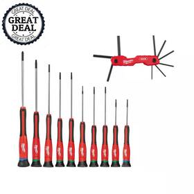 Milwaukee 313039188152 Folding Sae Hex Key 9-piece With Precision Screwdriver Set Longer Shanks Neww