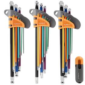 Mulwark 810130870417 28-piece Allen Wrench Set With Extra Long Arm And Ball End S2 Steel T-handle