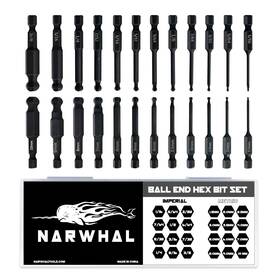 Narwhal 810147653911 Ball End Hex Allen Wrench Drill Bit Set 24 Pack - Metric And Sae Sizes Magnetic