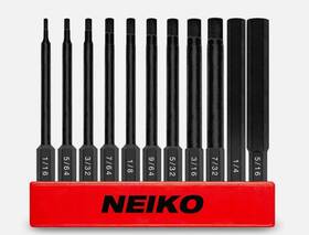 01147a Neiko 11 Piece New Magnetic Allen Wrench 1/4 Inch Hex Head Drill Bits Set Sae