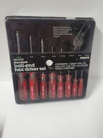 Scbe8 New Vintage Sears Ball End Hex Driver Set Sae 8 Pc. With Organizer Tray