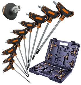 Nordwolf 971790050114 9piece Thandle Torx Wrench Set S2 Steel Long Arm Security Star Keys Sizes T10 To