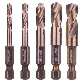 Nw-22010 Nordwolf 5-piece M35 Cobalt Stubby Drill Bit 5/32 Inch To 3/8 5 Pcs