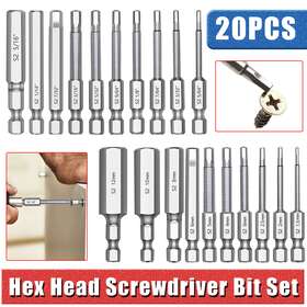 Nsi 600609766842 20pcs 1/4 Inch Metric And Sae Steel Hex Head Magnetic Wrench Screwdriver Drill Bit Set