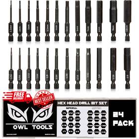 Owl Tools 313112316359 24 Pack Of Hex Head Allen Wrench Drill Bits Cr-mo Industrial Strength Metric