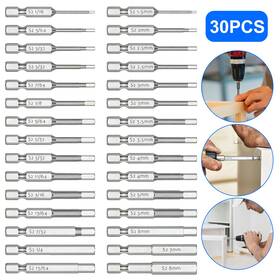 Partsdomauction 655887912979 30x Allen Wrench Drill Bits Set 1/4 Inch Shank Sae Metric Hex S2 Steel Magnetic
