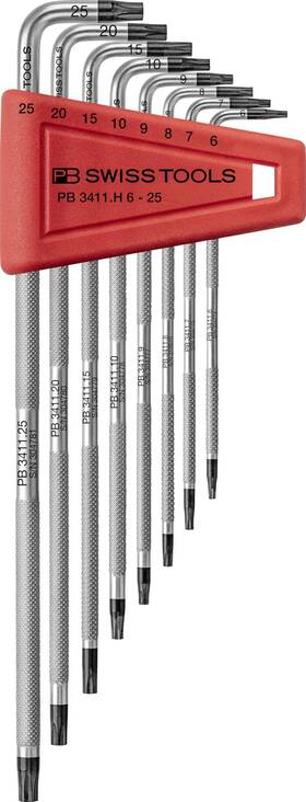 3411.h Pb Swiss Tools 3411h/6-25cn Torx Wrench Set Made 8-piece With Knurled Shaft T6 To T25