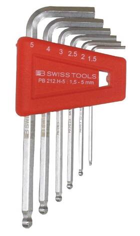 212.h-5 Pb Swiss Tools 610733007097 L-key Set In Holder Inbus With Ball End 1.5-5 Mm