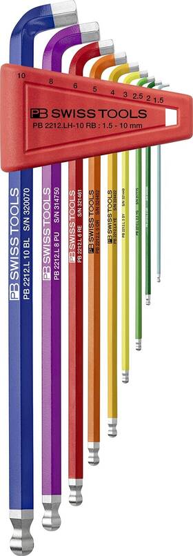 2212.lh-10 Pb Swiss Tools 610733244072 100 Allen Key Set Rb 100% Made 9-piece Hex Angle Scr