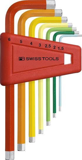 Pb Swiss Tools 610733254255 7 Rainbow Key L-wrenches Long With Precisely Chamfered Edges And Colour Cod