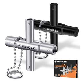 Pinoze 754932052421 4 Way Sillcock Water Key 1/4 Inch 9/32 5/16 11/32 2-pack Steel Multi-func
