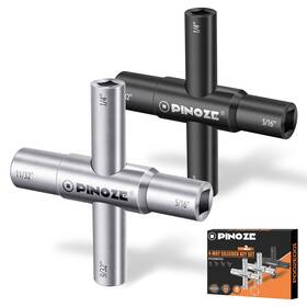 Pinoze 791126947705 4 Way Sillcock Water Key 1/4 Inch 9/32 5/16 11/32 2-pack Steel Multi-func