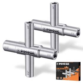 Pinoze 791126947736 4 Way Sillcock Water Key 1/4 Inch 9/32 5/16 11/32 2-pack Steel Multi-func