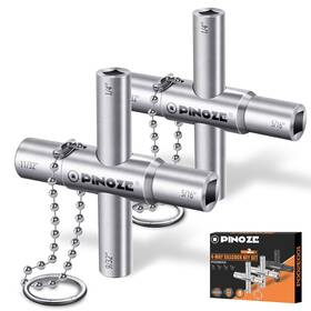 Pinoze 791126947743 4 Way Sillcock Water Key 1/4 Inch 9/32 5/16 11/32 2-pack Steel Multi-function