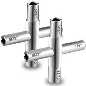 Pioleackflew 191762583938 4 Way Sillcock Water Key 1/4 Inch 9/32 5/16 11/32 2 Pack Steel Wat