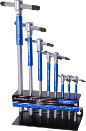 Powerbuilt 696604064335 8 Pc Metric T-handle Hex Allen Key Wrench Set With Speed Sleeves For Fa