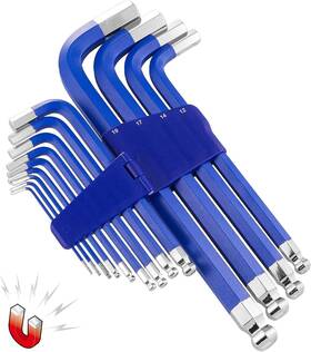 941642 Powerbuilt 13pc Metric Long Point Magnetic Hex Key Wrench Allen 2mm -19mm