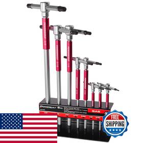 B074pxskqq Powerbuilt 8 Pc Sae T-handle Hex Allen Key Wrench Set With Speed Sleeves For