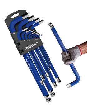 Pozoho Ptm01013p 13-piece Large Allen Wrench Set Long Arm Ball End Hex Key Metric 2mm-19