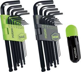 Ptm01027 Pozoho 27-piece Allen Wrench Set Ball End Hex Key With Torque Handle Metric And S