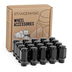 2in-cs-et-bulge-bk-20pc Precision European Motorwerks 1/2in-cs-et-bulge-bk-20pc 20pcs Bulge Lug Nuts - 1/2x20 Threads 1.75 Inch Length Et Style Black