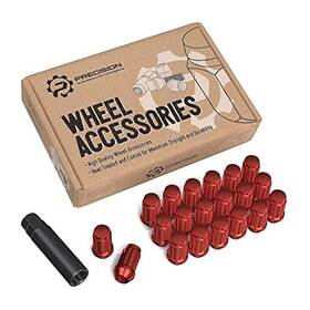 5864298411 Precision European Motorwerks 20pcs Red Spline Drive Lug Nuts - 12x1.5 Threads 1.4 Inch Length Cone Seat