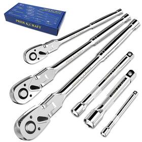 0406106 Pride&craft 6-piece Flex Head Ratchet Set 1/4 Inch 3/8 1/2 Drive 72-tooth