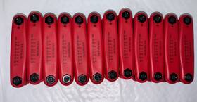 J4992cg Proto 9-piece Folding Hex Key Set Red 0.050 Inch - 5/32 Lot Of 12