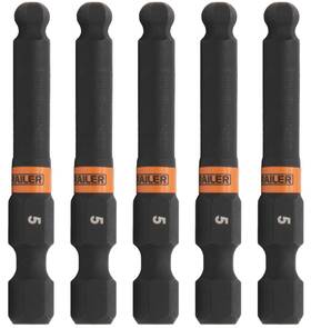 Railer 810055682430 Ball-end Hex 5mm Impact Driver Bit - Allen Wrench Drill Bits. 1/4 Quick R