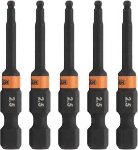 R2hb25-5 Railer Ball-end Hex 2.5mm Impact Driver Bit - Allen Wrench Drill