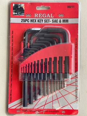 99211 Regal 67300 25 Piece Hex Key Set Metric And Sae Black Oxide Finish/chrome Vanadium